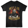 Willie Nelson - And Flames - Licensed Adult Unisex Short Sleeve T-Shirt - Black