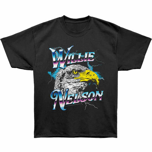 Willie Nelson - Eagle Chrome Vintage - Bronx Oversized Short Sleeve T-Shirt - Front Print - Black