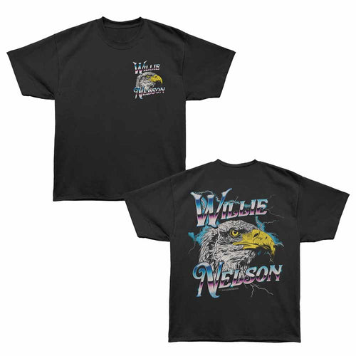 Willie Nelson - Eagle Lightning - Bronx Oversized Short Sleeve T-Shirt - Front & Back Print - Black