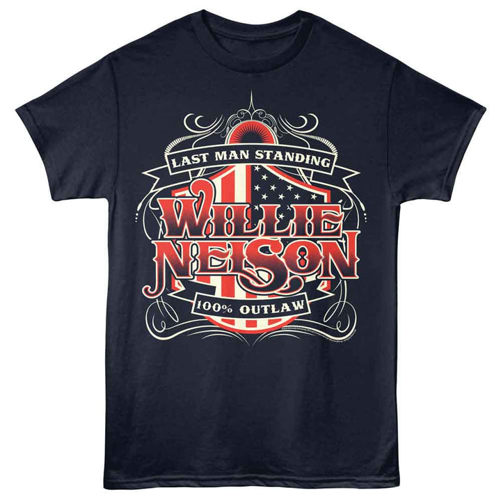 Willie Nelson - Last Man Standing - Officially Licensed - Blue Solid Front Print Adult Short Sleeve T-Shirt