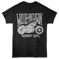Willie Nelson - Motorcycle Midnight Rider - Officially Licensed - Black Solid Front Print Adult Short Sleeve T-Shirt