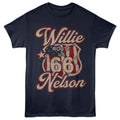 Willie Nelson - Route 66 - Officially Licensed - Blue Solid Front Print Adult Short Sleeve T-Shirt