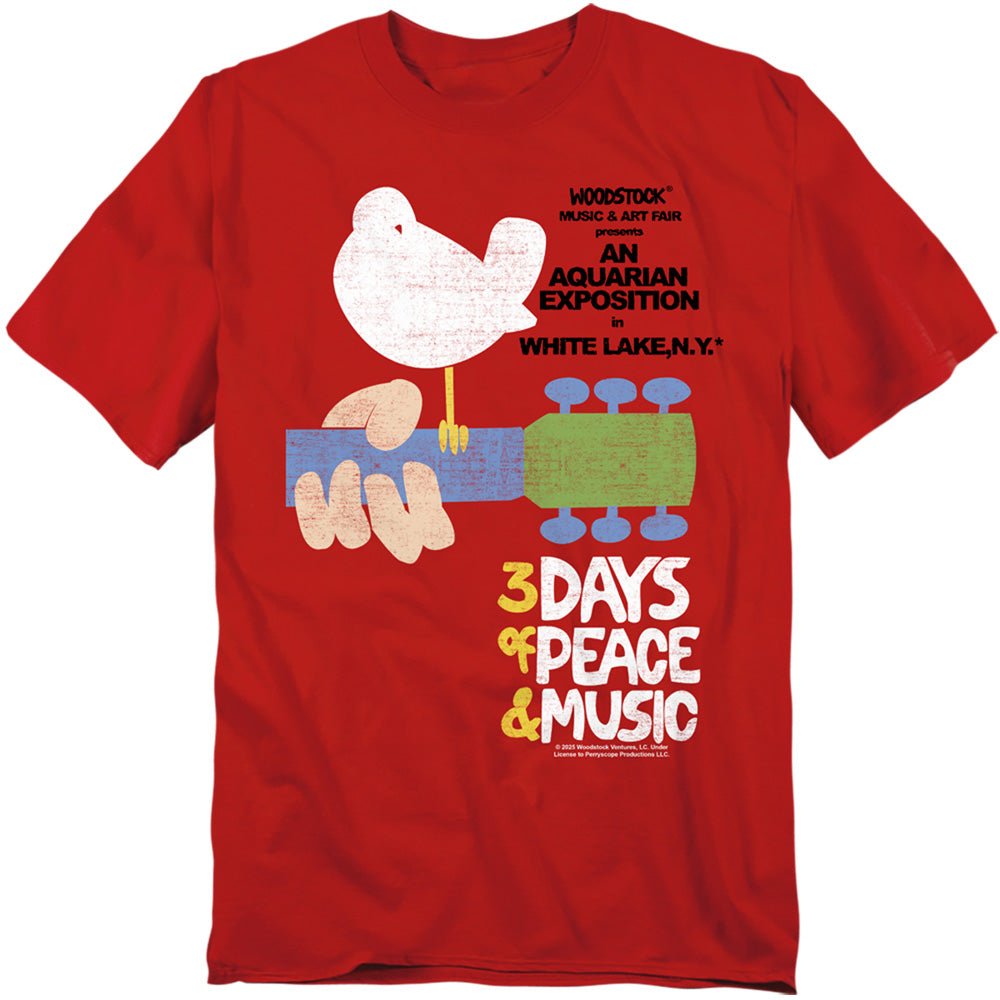 Woodstock - 3 Days Of Peace - Adult Unisex Short Sleeve T-Shirt - Gray