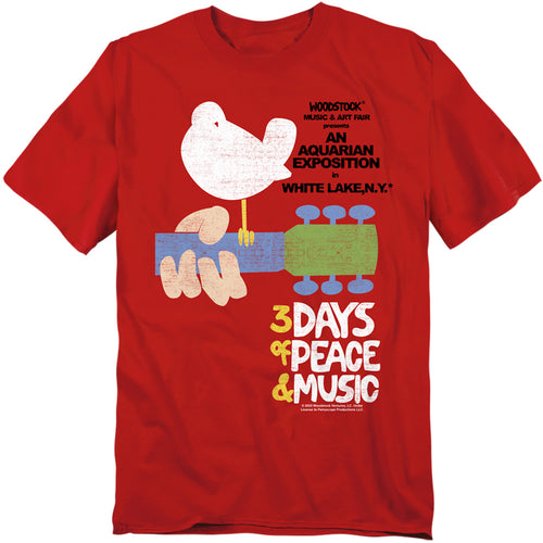 Woodstock - 3 Days Of Peace - Adult Unisex Short Sleeve T-Shirt - Gray