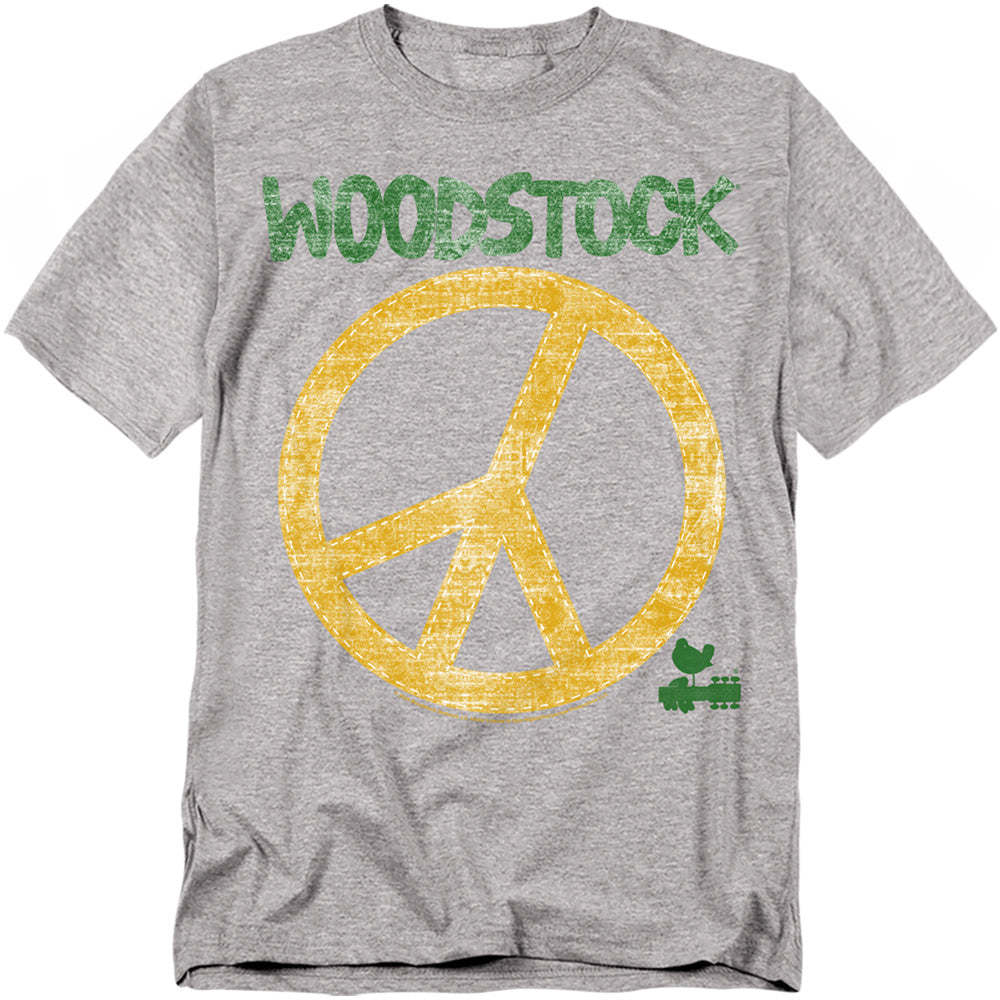 Woodstock - Peace Sign - Adult Unisex Short Sleeve T-Shirt - Gray