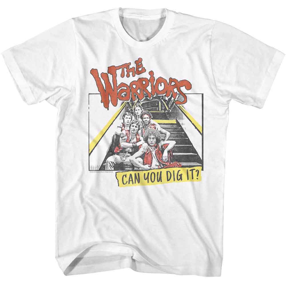 The Warriors - Primary Dig It - American Classics - White Solid Adult Short Sleeve T-Shirt