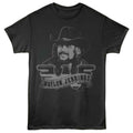 Waylon Jennings - Portrait And Logo - Officially Licensed - Gray Solid Front Print Adult Short Sleeve T-Shirt