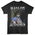 Waylon Jennings - Faded Brick - Officially Licensed - Gray Solid Front Print Adult Short Sleeve T-Shirt