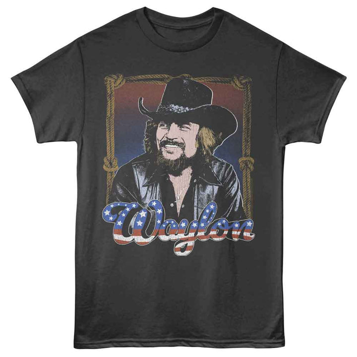 Waylon Jennings - Americana - Officially Licensed - Gray Solid Front Print Adult Short Sleeve T-Shirt