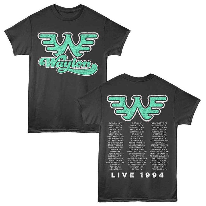 Waylon Jennings - Live 1994 - American Classics - 2-Sided Print Smoke Adult Short Sleeve T-Shirt