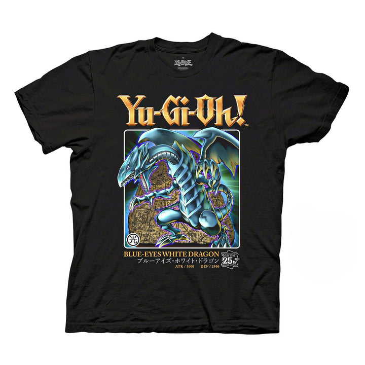 Yu-Gi-Oh! - Duel Blue-Eyes White Dragon 25th Anniversary Adult T-Shirt - Black - Officially Licensed