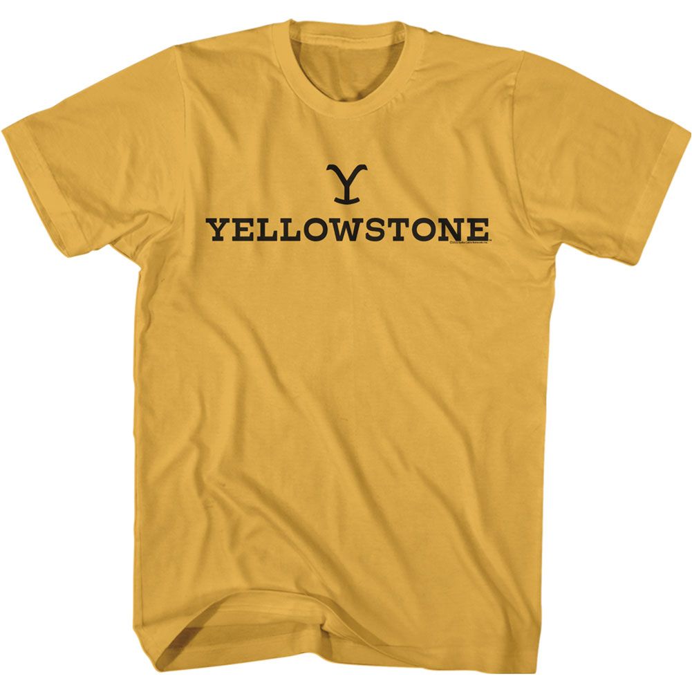 Yellowstone - Horizontal Logo - American Classics - Solid Yellow Adult Short Sleeve T-Shirt