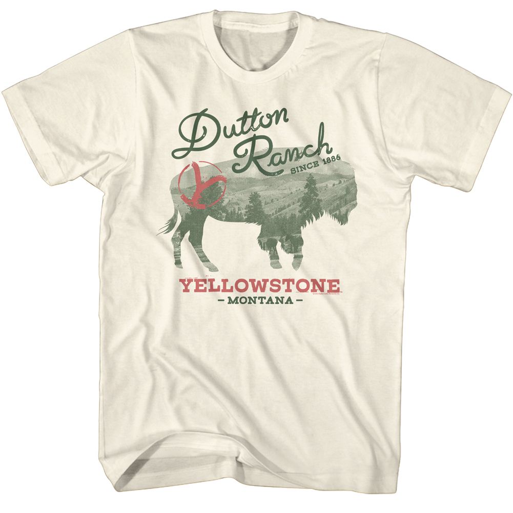 Yellowstone - Buffalo Landscape - American Classics - Solid Off-White Adult Short Sleeve T-Shirt