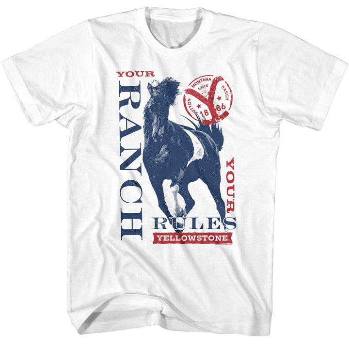 Yellowstone - Your Ranch Your Rules - American Classics - Solid White Adult Short Sleeve T-Shirt