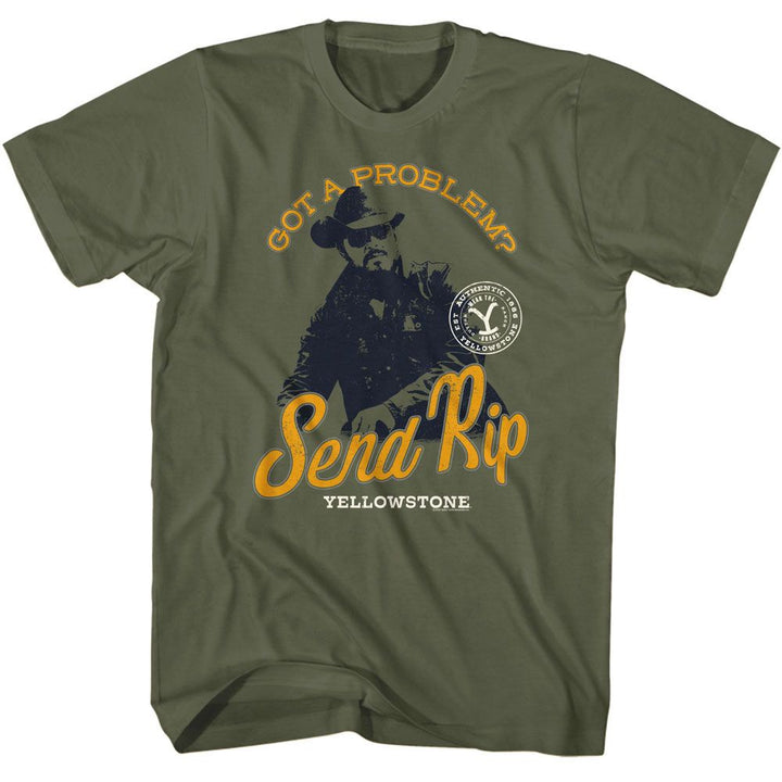 Yellowstone - Send Rip - American Classics - Solid Green Adult Short Sleeve T-Shirt