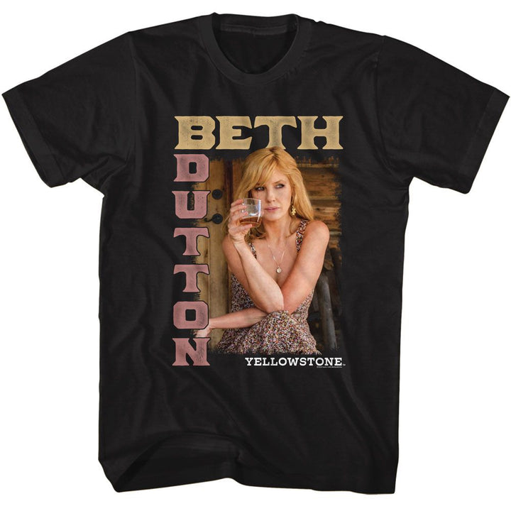 Yellowstone - Beth Dutton Name And Drinking - American Classics - Solid Black Adult Short Sleeve T-Shirt