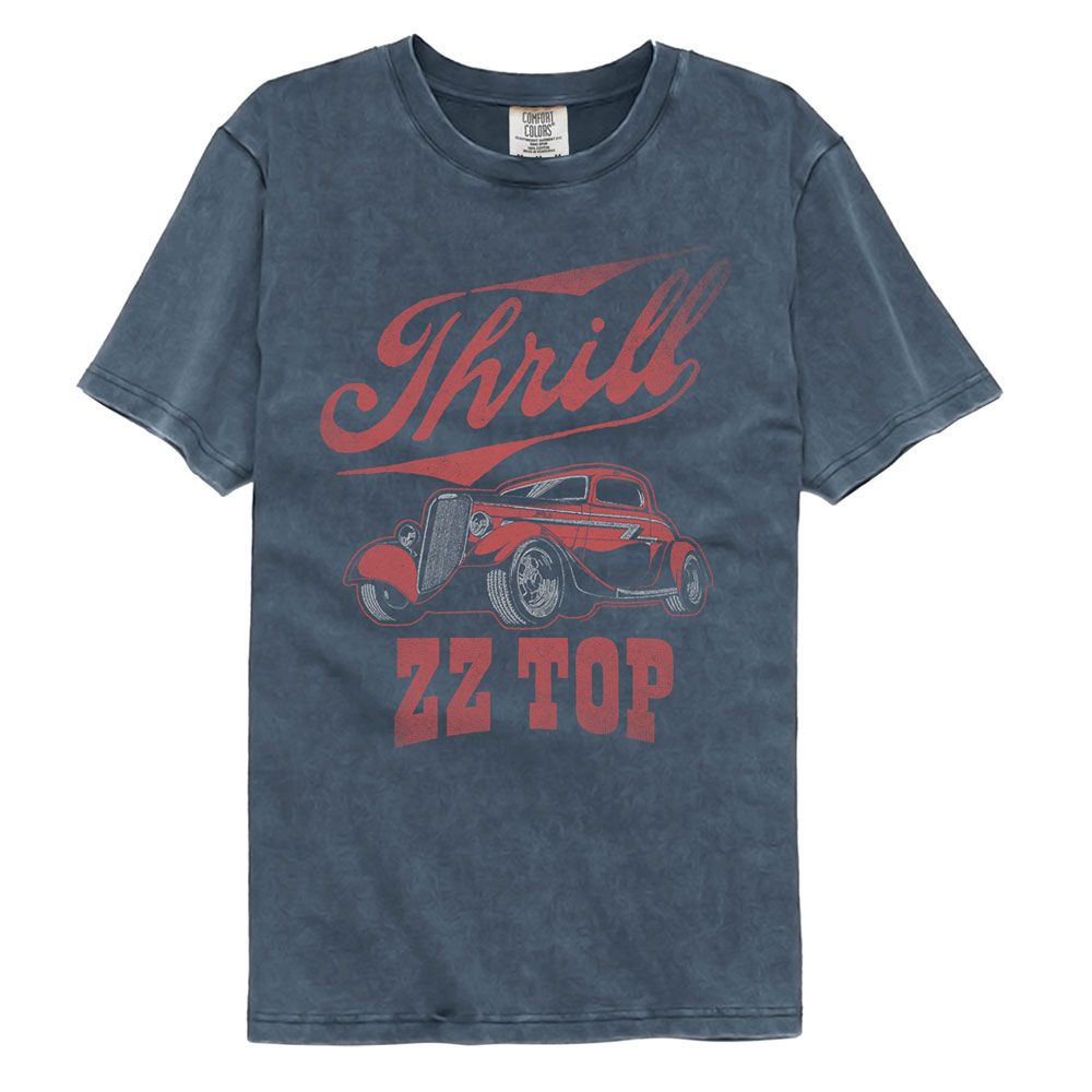 Zz Top - Thrill - American Classics - Solid Blue Adult Short Sleeve Comfort Color T-Shirt