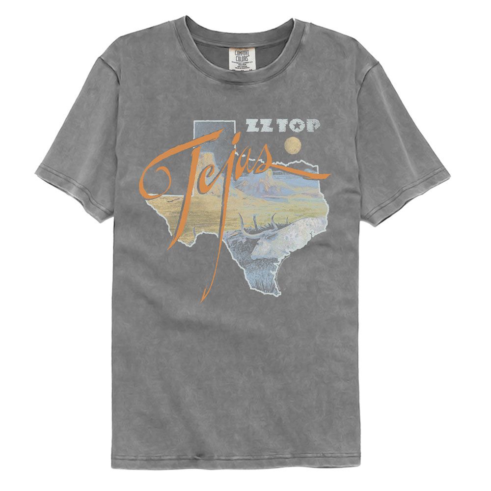 Zz Top - Tejas - American Classics - Solid Gray Adult Short Sleeve Comfort Color T-Shirt