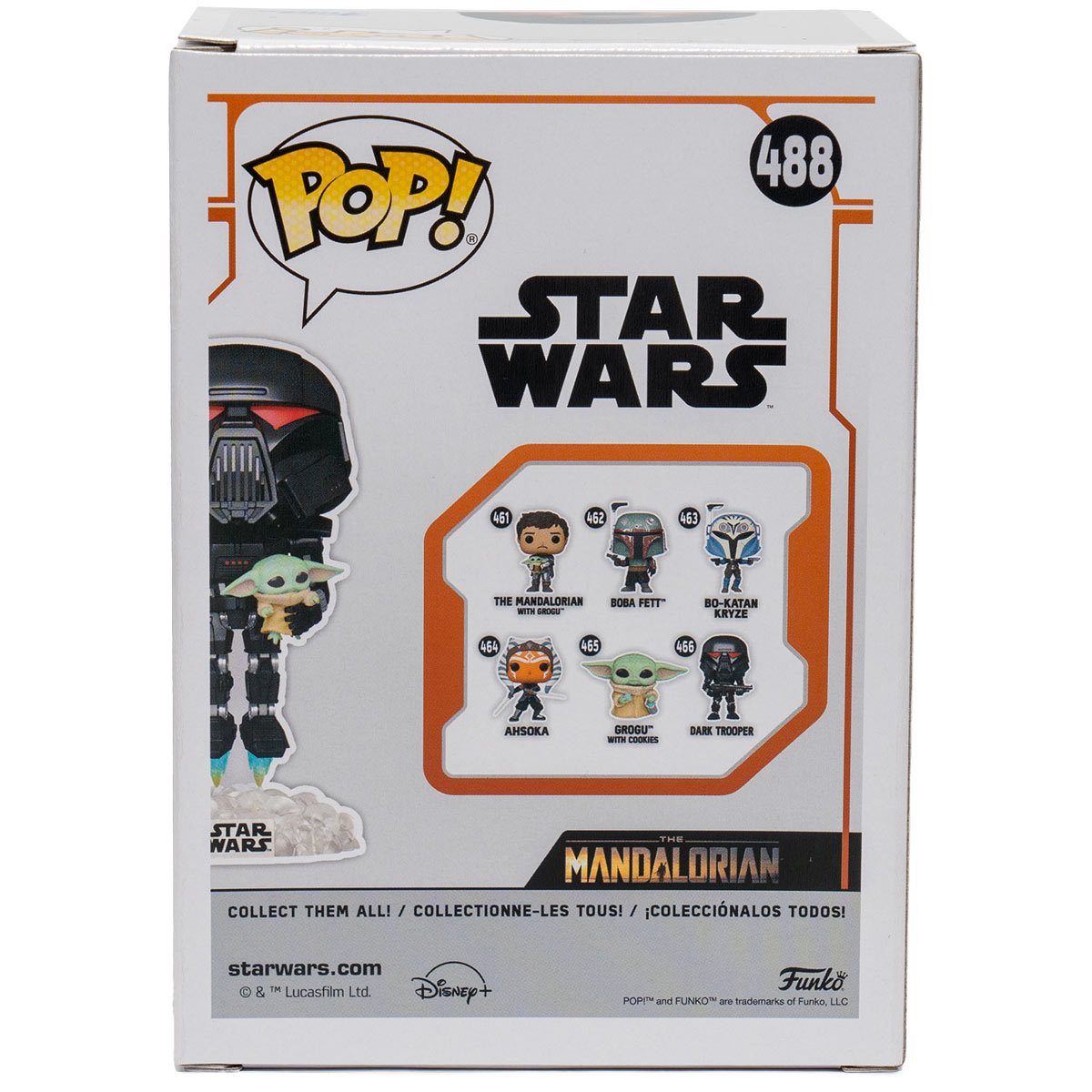 Funko Pop! Star Wars: The Mandalorian Dark Trooper with Grogu Glow-in-the-Dark Entertainment Earth Exclusive Vinyl Figure