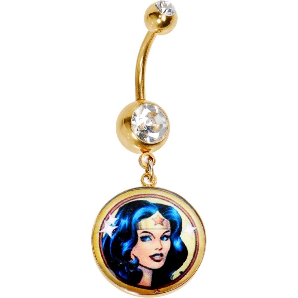 Wonder Woman Face DC Comics Belly Naval Ring Body Jewelry