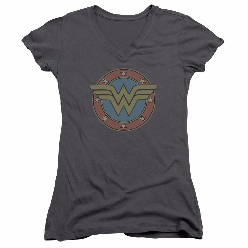 Wonder Woman Vintage Logo DC Comics Junior V Neck T-Shirt