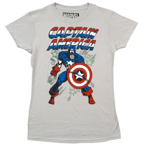 Marvel Captain America Classic Stance Glitter Comics Junior T-Shirt