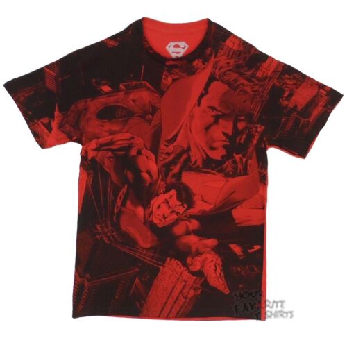Superman Red Allover Print DC Comics Adult T-Shirt