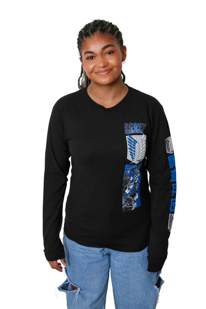 Attack On Titan Scout Regiment Kanji On Sleeves Officially Licensed Adult Long Sleeve T-Shirt