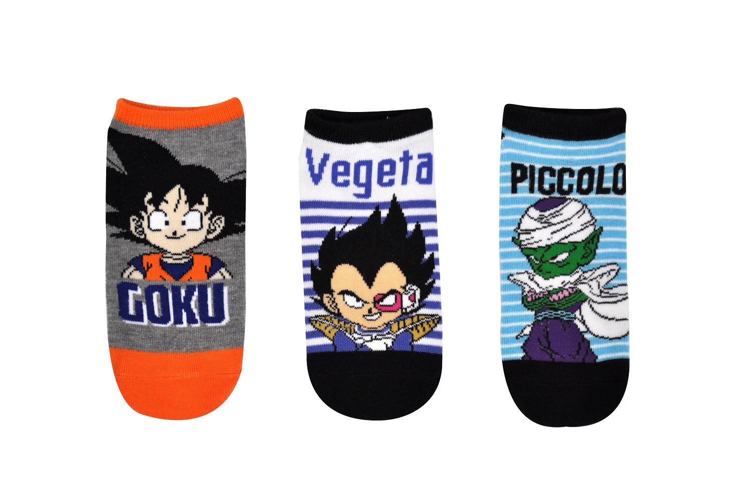 Dragon Ball Z Chibi Goku Vegeta Piccolo Anime Unisex No Show Socks 3 Pack