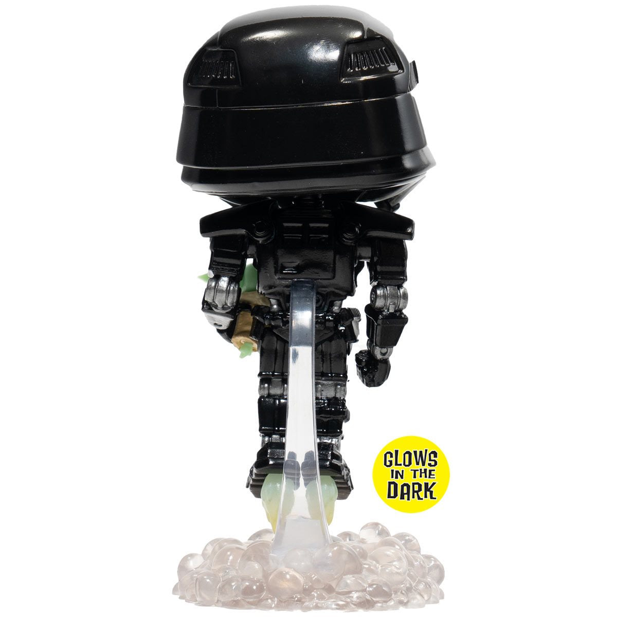 Funko Pop! Star Wars: The Mandalorian Dark Trooper with Grogu Glow-in-the-Dark Entertainment Earth Exclusive Vinyl Figure