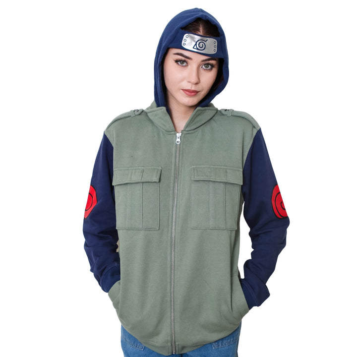 Naruto Shippuden Kakashi Hatake Cosplay Military Style Hoodie With Headband
