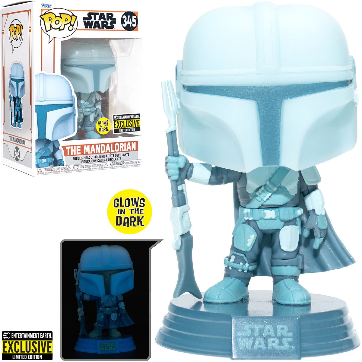 Funko Pop! Star Wars: The Mandalorian Hologram Glow-in-the-Dark Entertainment Earth Exclusive