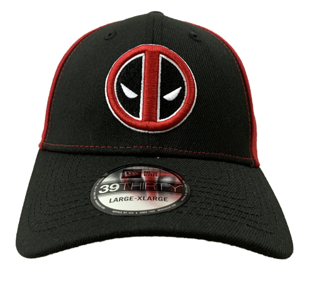 New Era Marvel Deadpool Symbol Black And Red 39Thirty Fitted Hat L/XL
