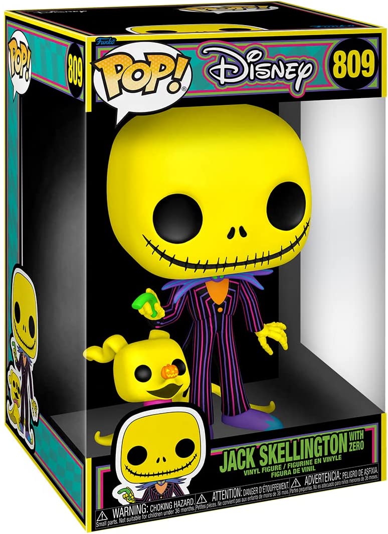 Funko Pop! Jumbo: The Nightmare Before Christmas - Jack and Zero Blacklight Vinyl Figure