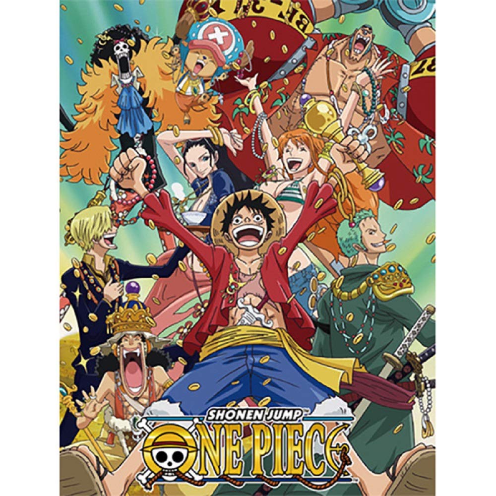One Piece Luffy Zoro Sanji Straw Hat Pirates Group Money Throw Blanket 60in. By 46in.