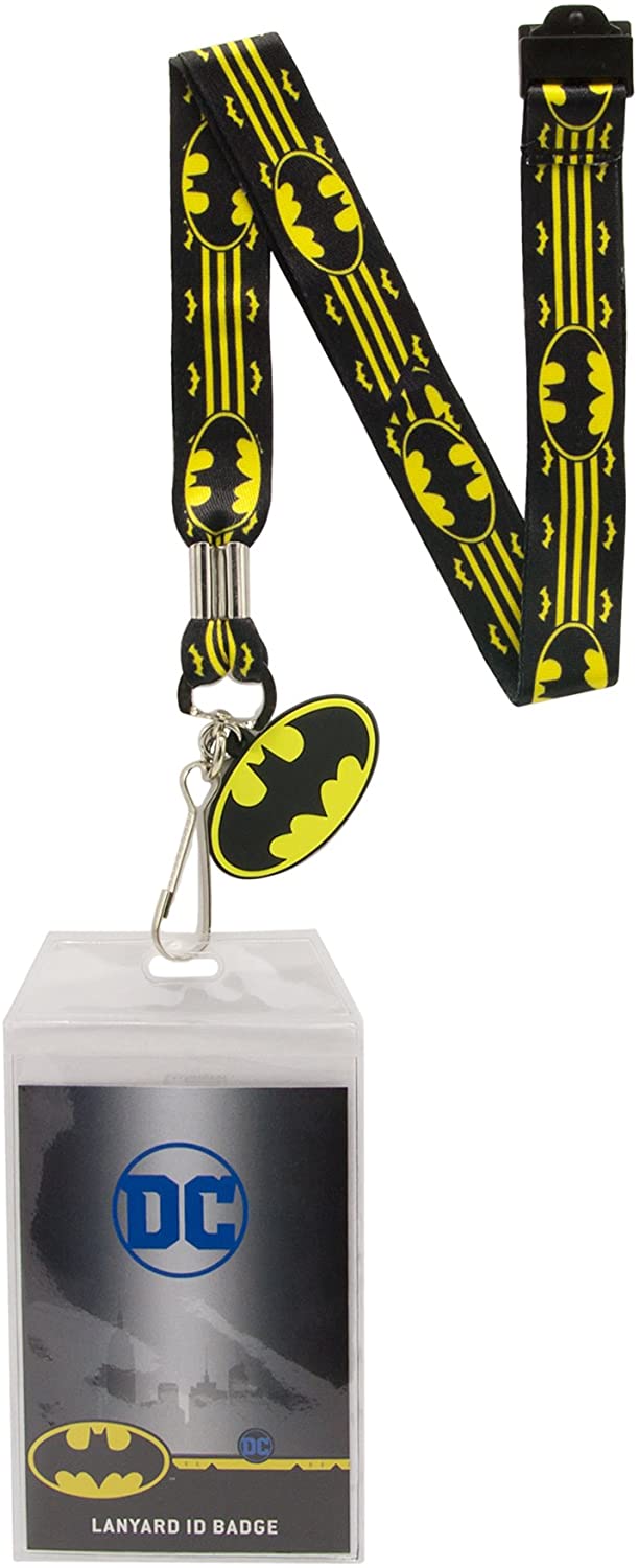 DC Comics Batman Wrap Around Logo Lanyard Neck Strap Id Holder With Charm