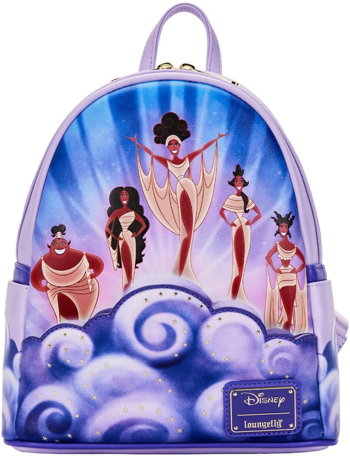 Disney Hercules Muses Clouds Mini Backpack Double Strap Shoulder Bag Purse