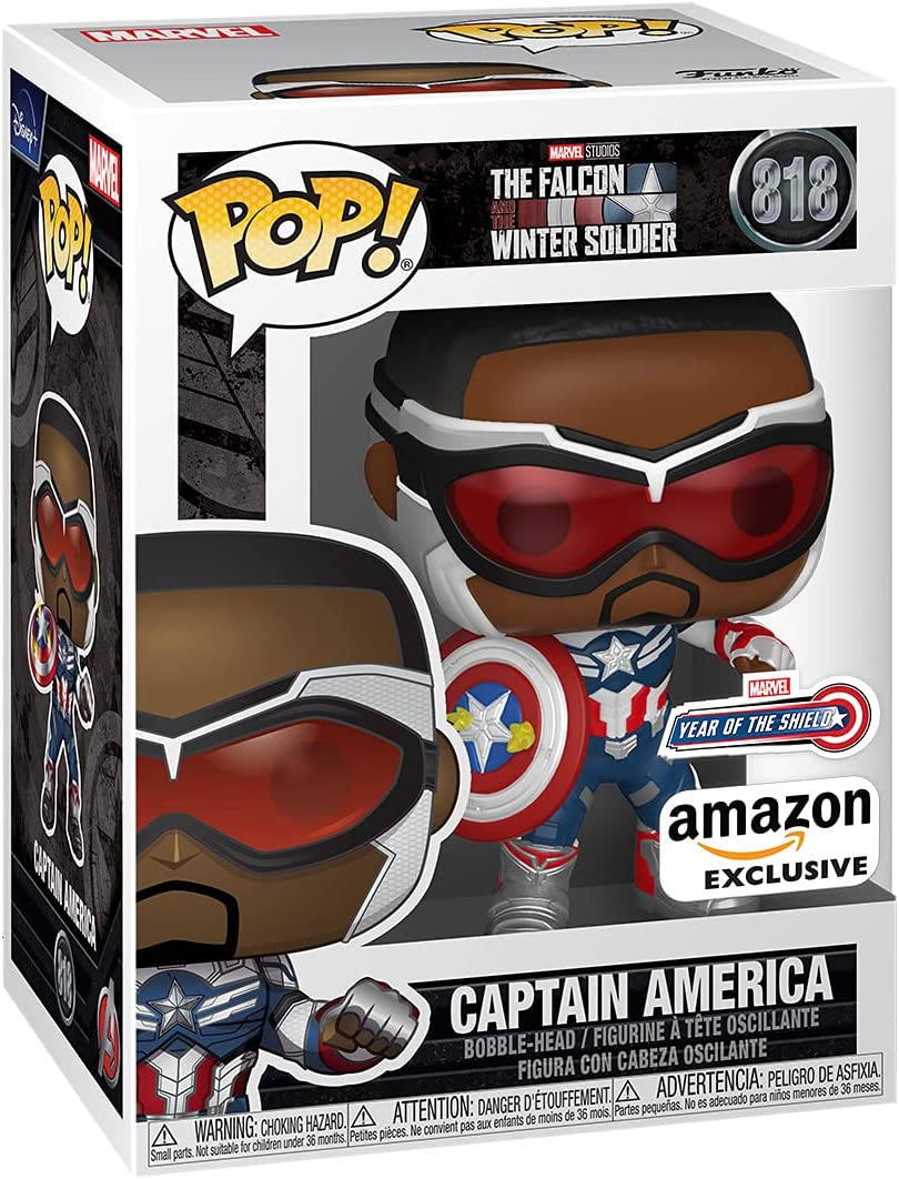 Funko POP Marvel: Falcon and The Winter Soldier - Captain America Sam Wilson with Shield Year of The Shield Amazon Exclusive