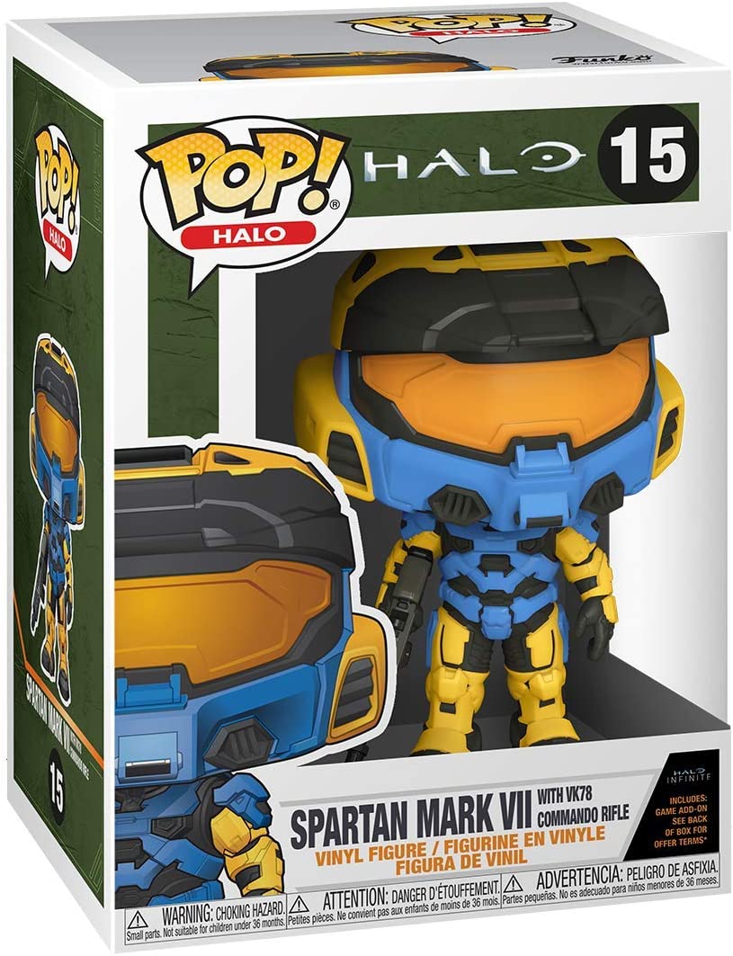 Funko POP Games: Halo Infinite - Spartan Mark VII with VK78, Blue & Yellow, with Game Add On Vinyl Figure
