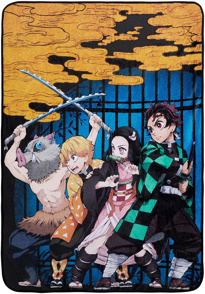 Demon Slayer Anime Group Comfy Fleece Throw Blanket