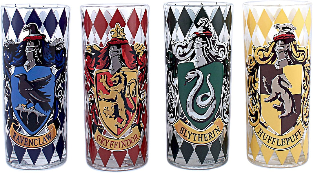 Harry Potter Movies House Crests Glass Tumbler 4 Pack Set