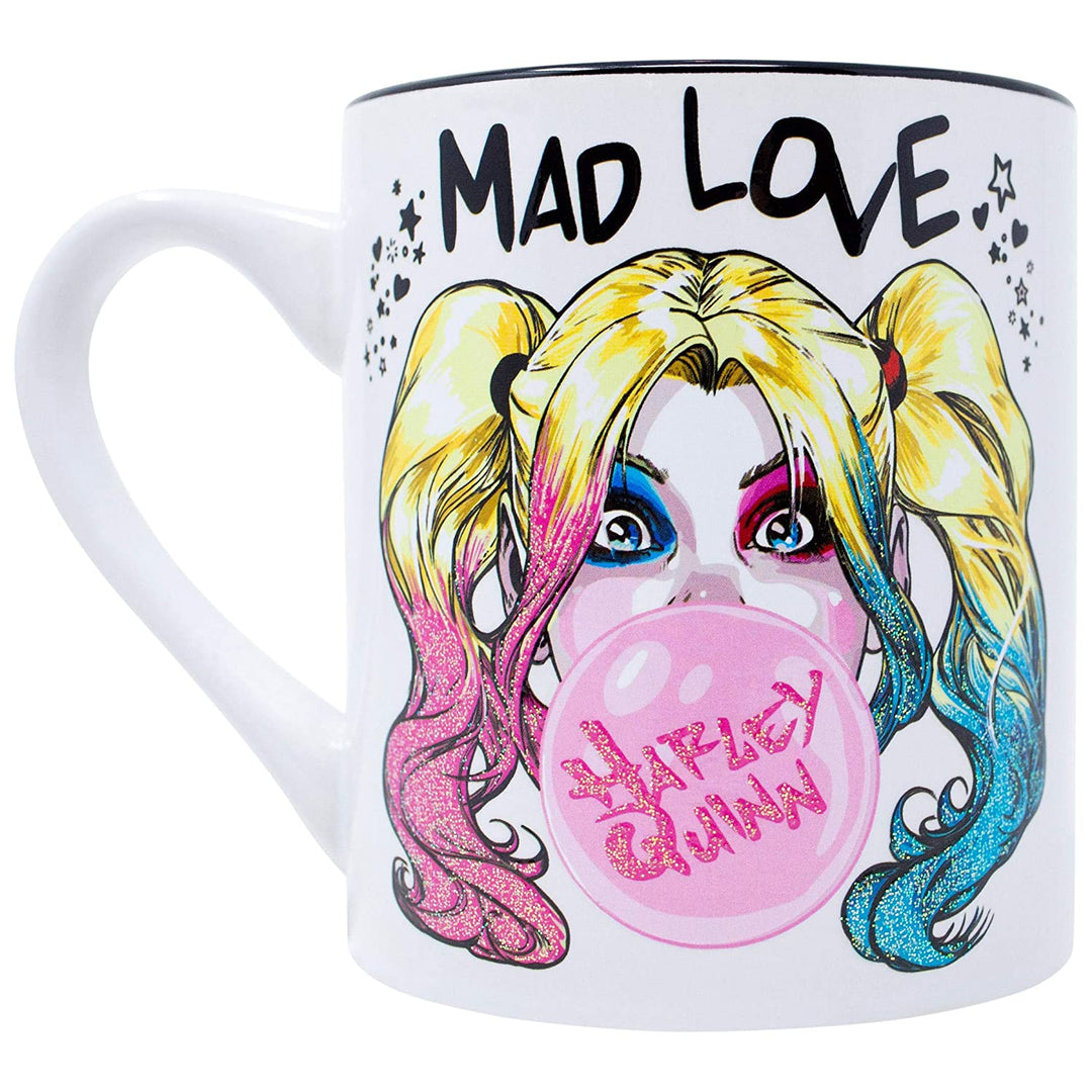 Harley Quinn Mad Love Bubble Gum 14oz Glitter Ceramic Mug