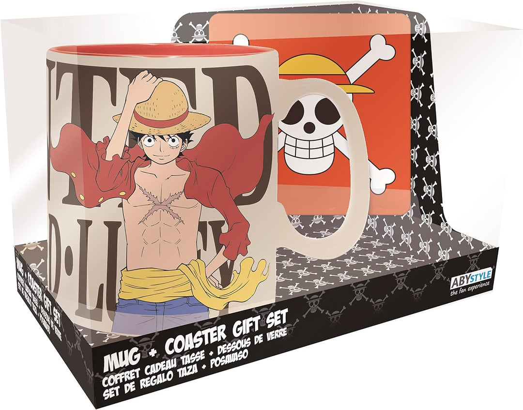 One Piece Luffy Ceramic Coffee Tea Mug 16 Oz. & Absorbent Coaster Gift Set