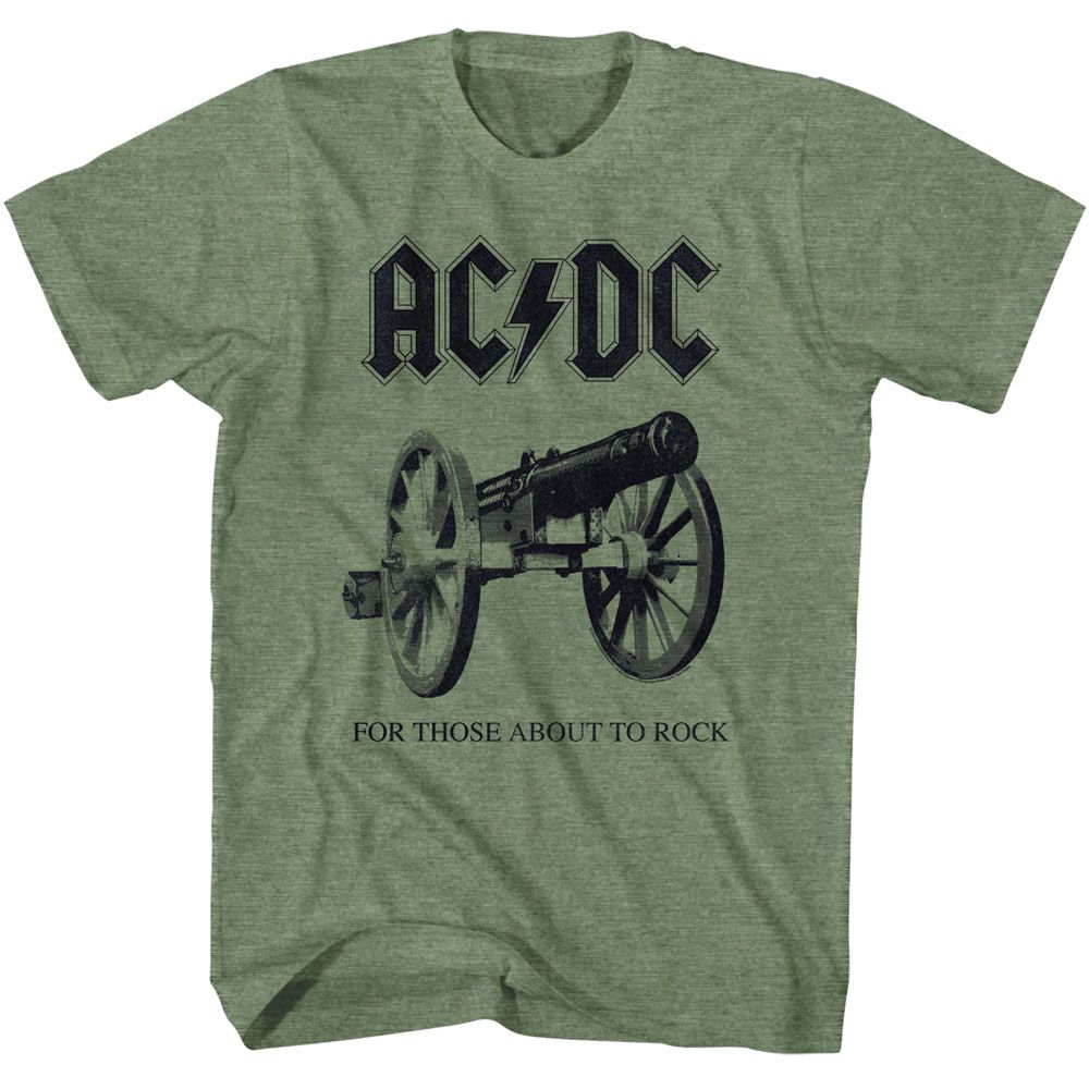 ACDC About To Rock Again Military Green Heather Adult Short Sleeve T-Shirt