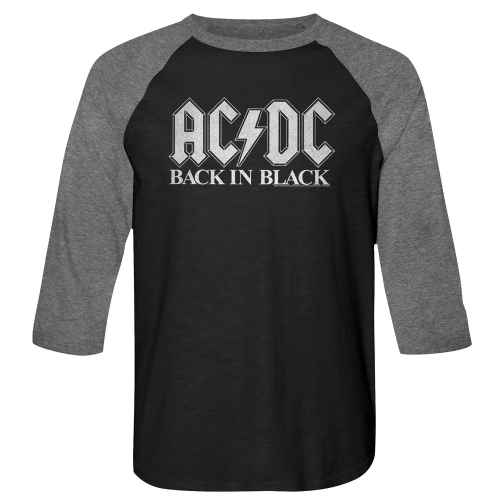 ACDC - Back In Black 2 - 3/4 Sleeve - Heather - Adult - Raglan Shirt