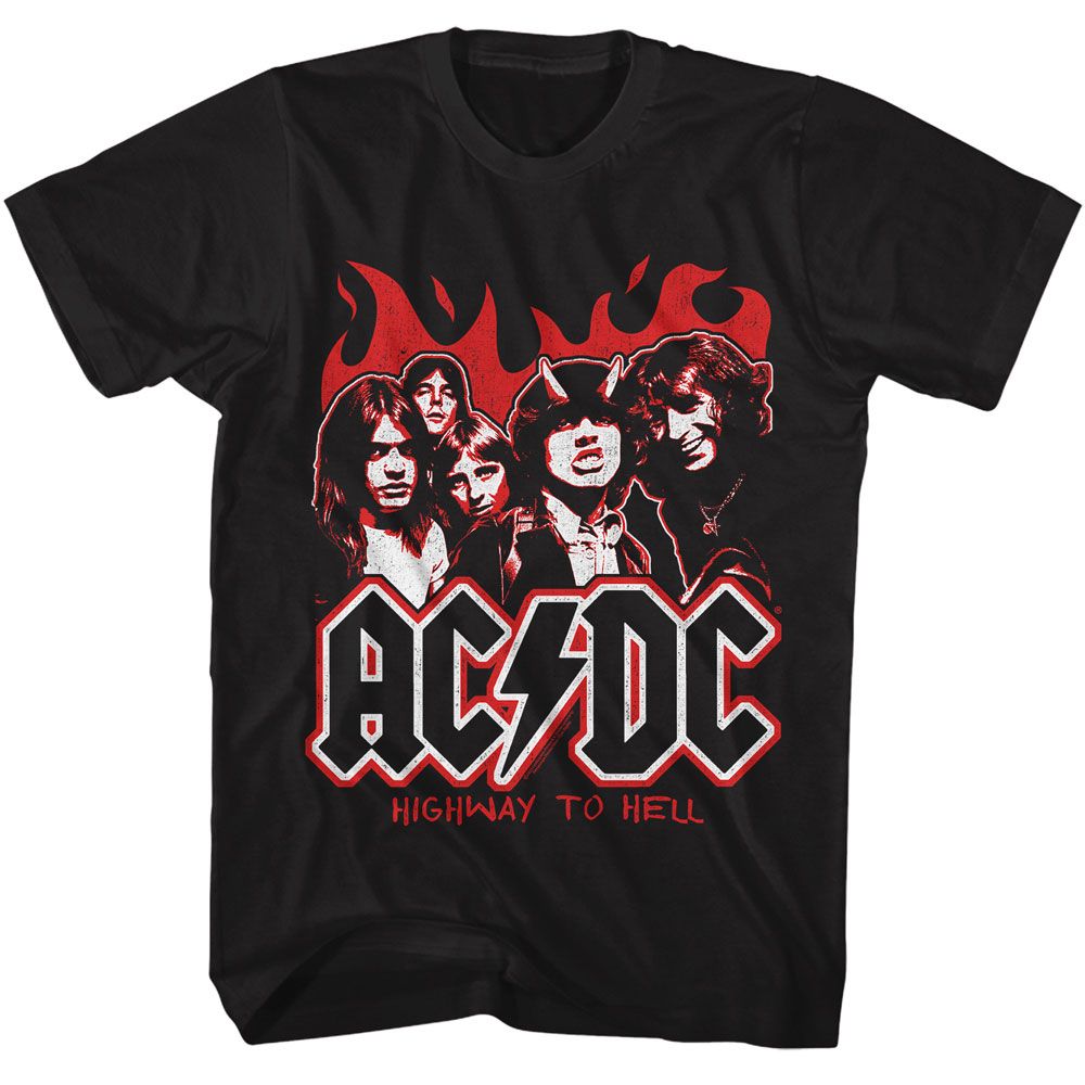ACDC - Hth 2 Tone - Black Front Print Short Sleeve Solid Adult T-Shirt