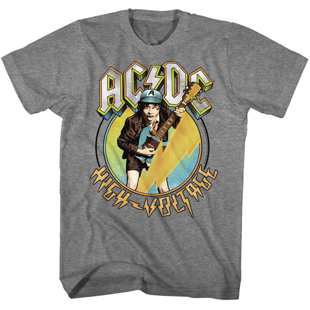 ACDC - Blue Yellow Voltage - Short Sleeve - Heather - Adult - T-Shirt