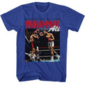 Muhammad Ali - Fight Ring Light - Blue Front Print Short Sleeve Adult T-Shirt
