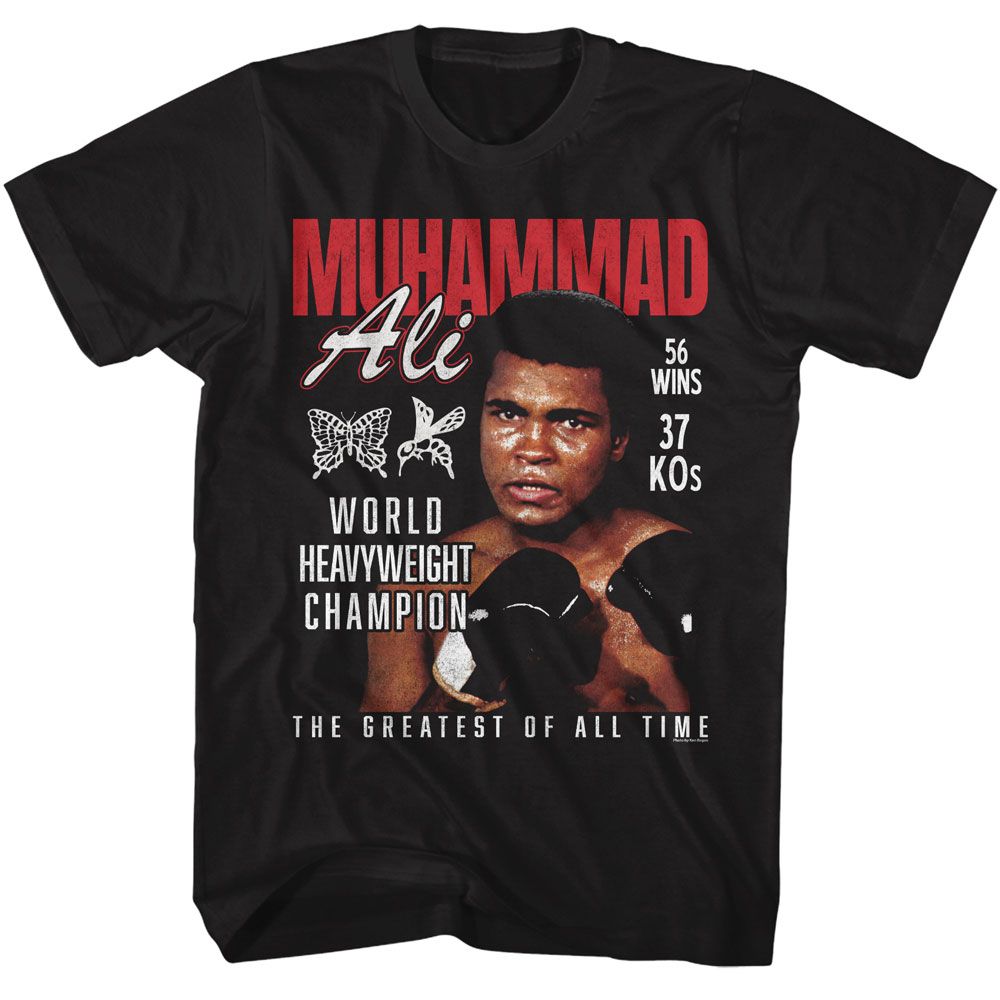 Muhammad Ali - Heavyweight Champion - Black Short Sleeve Adult T-Shirt