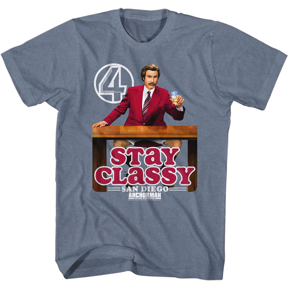 Anchorman - Stay Classy Logo - Short Sleeve - Heather - Adult - T-Shirt